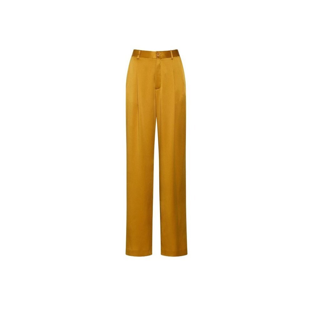 LAPOINTE Satin Pleated Pants in Yellow 2 Womens Wide Leg Trousers - Picture 10 of 15